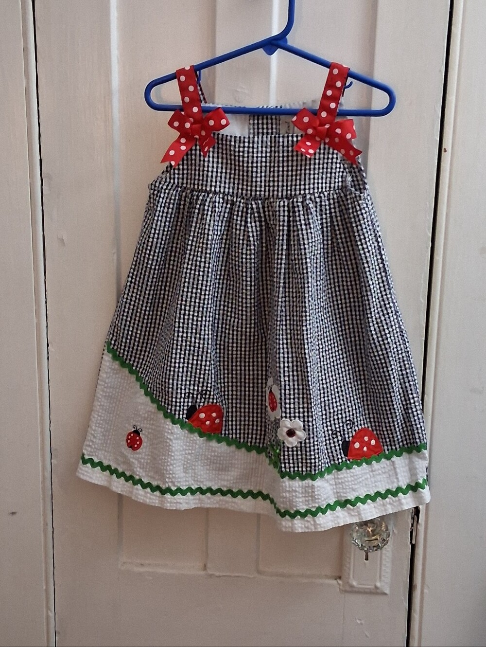 Rare,Too! Toddler Girls' 4T Gingham Ladybug Seersucker Dress